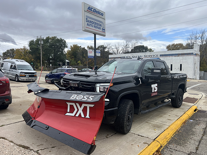 BOSS Snowplow on Black Truck | Snow Removal Equipment, Snow Plow Blades, Parts, Snowplows, Salt Spreaders