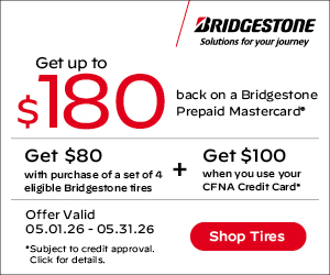 Bridgestone Get up to $180 | Sanderson Auto Repair