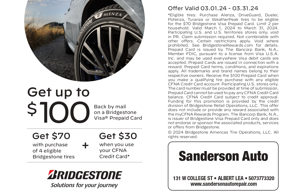 Coupons & Rebates Sanderson Auto Repair